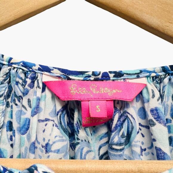 Lilly Pulitzer Willa Flounce‎ Sleeves Top Blue Women’s Size Small - Picture 4 of 9